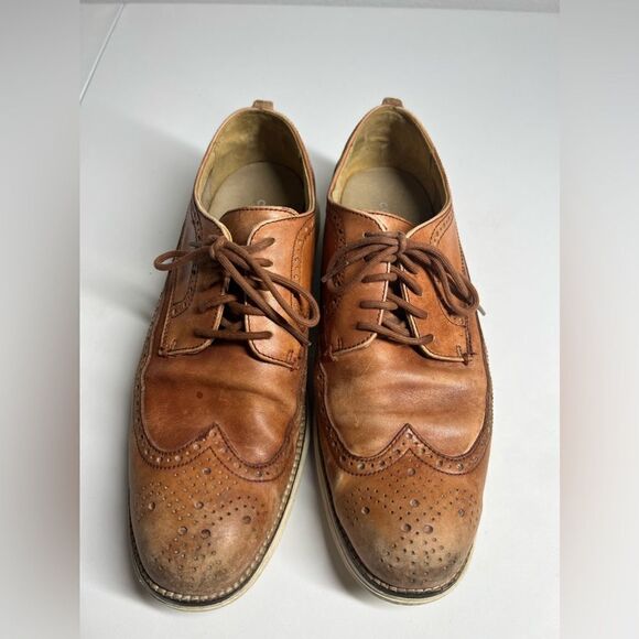 Cole Haan Grand OS Brown Leather Brogue Wingtip Oxfords Shoes Mens 10 M C21133 - Picture 1 of 8